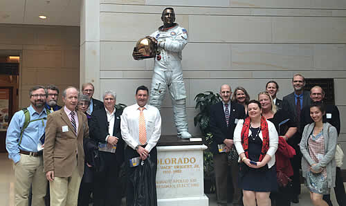 Science Policy Fellow Elizabeth Goldbaum helps lead a field trip to Capitol Hill. 